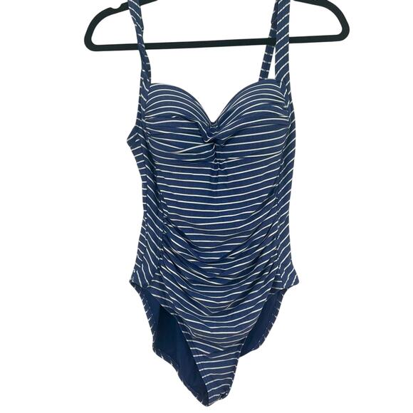Niptuck Swim Womens Pinup Style One Piece Swimsuit 10 Striped Sweetheart Neck - Picture 1 of 8